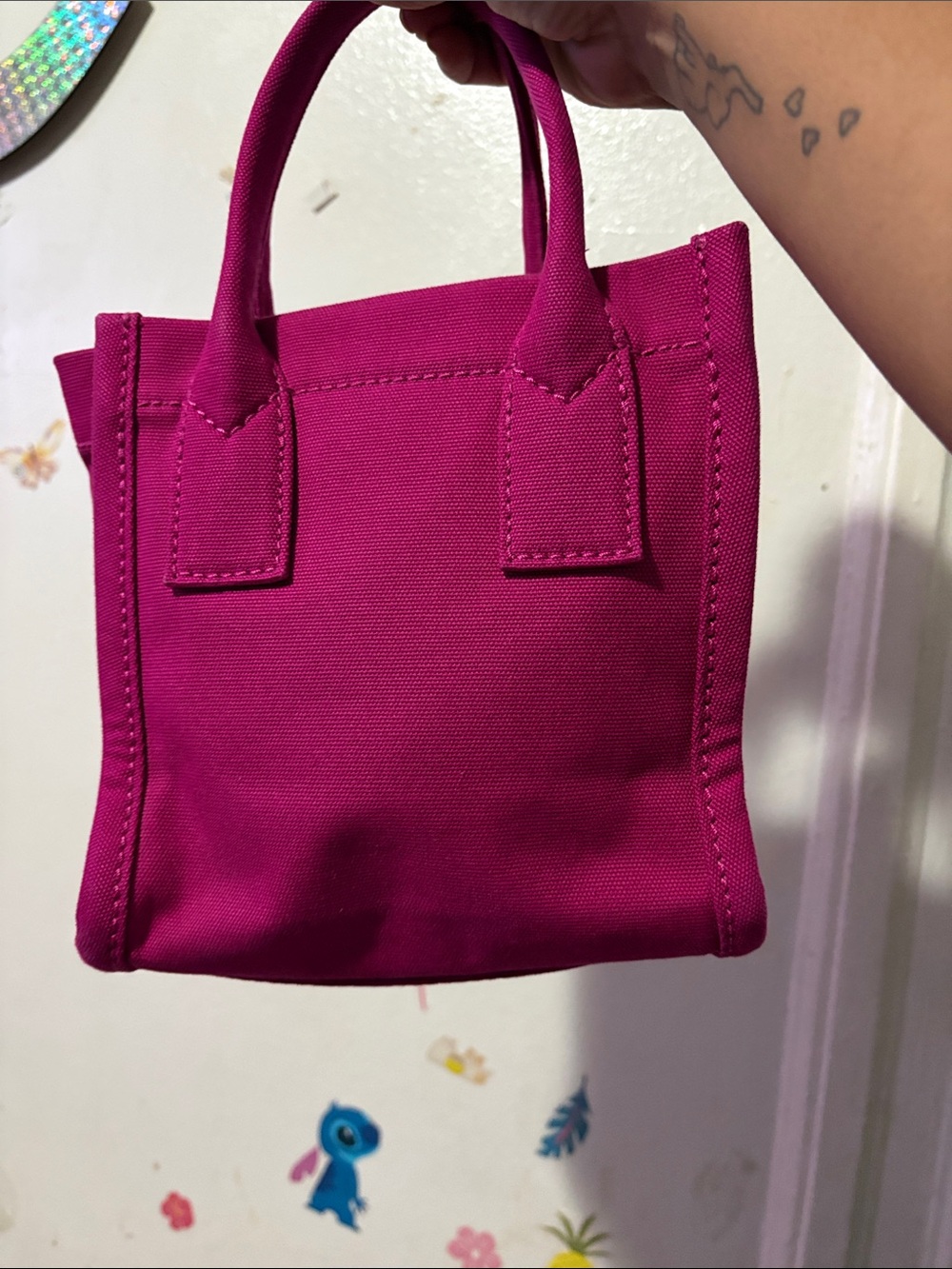 Marc Jacobs Hot Pink Canvas Mini Tote with Black Strap EUC - Picture 5 of 6